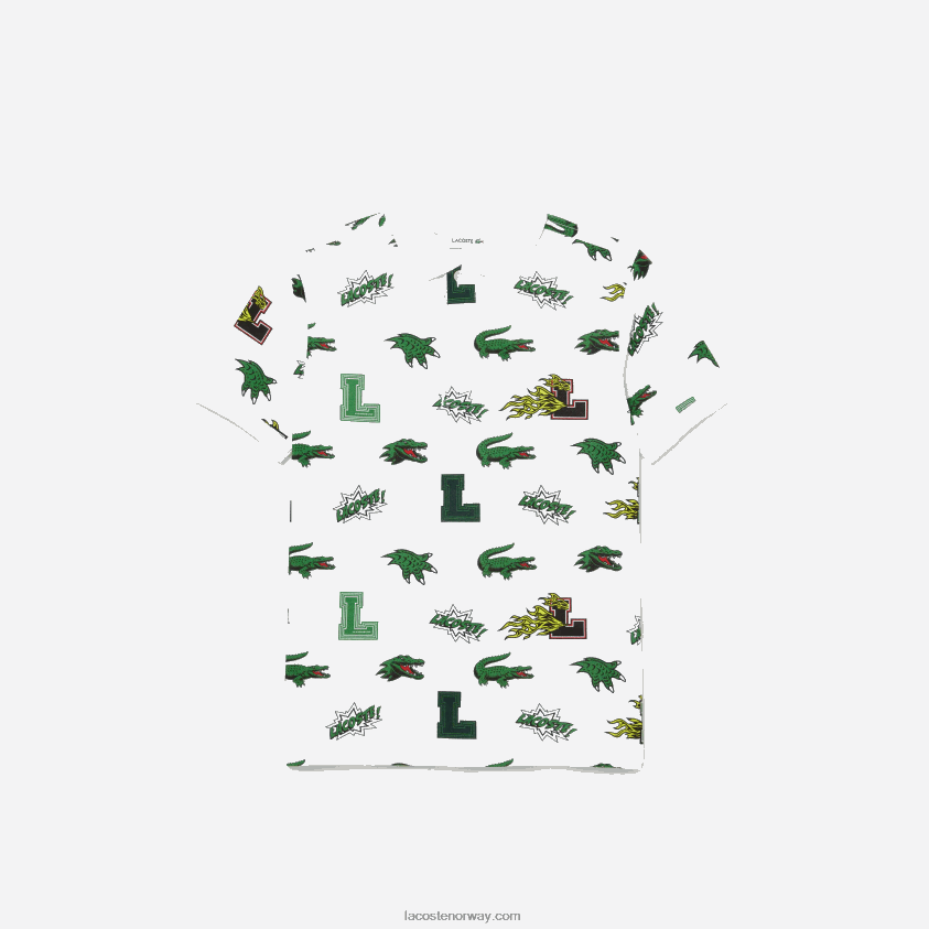 Lacoste komisk effekt krokodilleprint polo 4J4X0T2956 hvit 001 barn