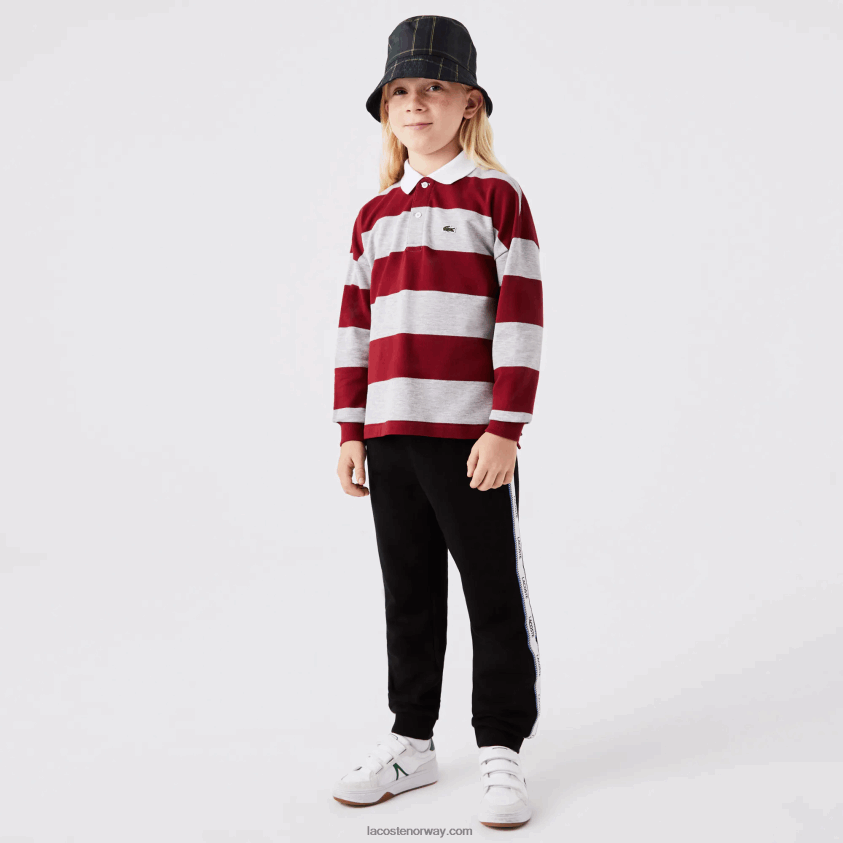 Lacoste stripete piképolo 4J4X0T2962 bordeaux grå chine x29 barn