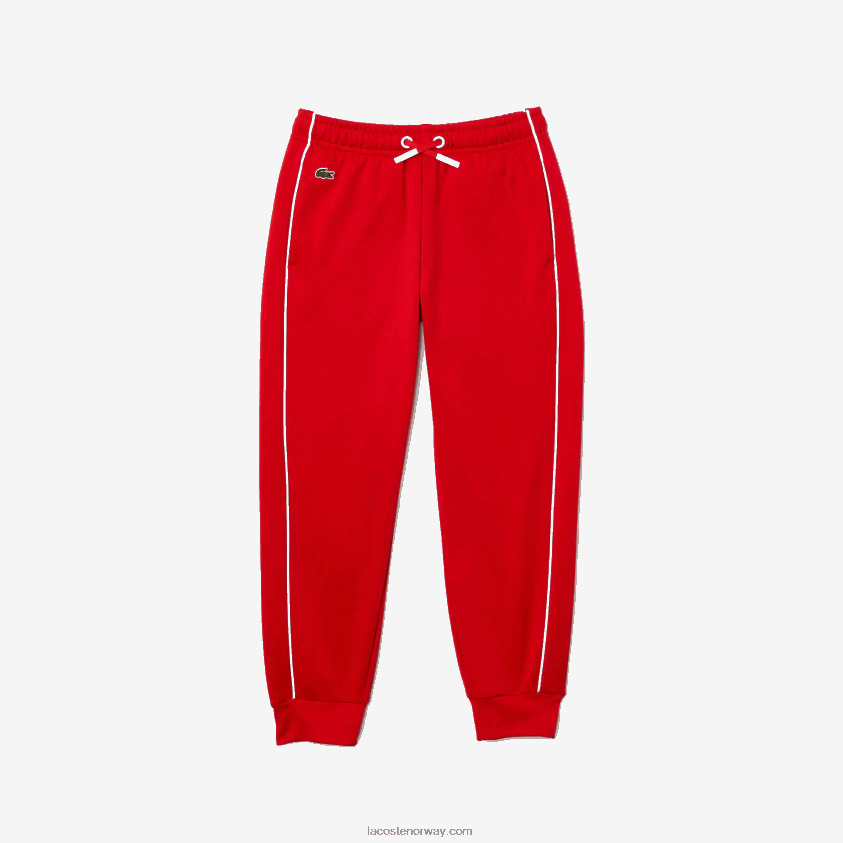 Lacoste heritage joggebukser i fleece 4J4X0T3229 rød hvit c9u gutter