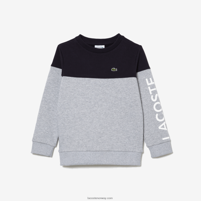Lacoste Colorblock-genser i økologisk bomullsflanell 4J4X0T3064 marineblå grå chine e6a barn