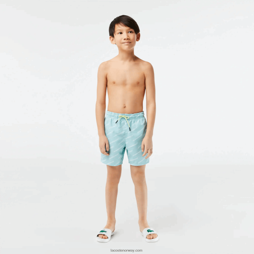 Lacoste badebukser i resirkulert polyester med trykk 4J4X0T3108 mynte lgf gutter