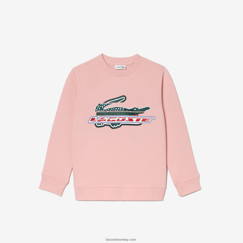 Lacoste fleecegenser i økologisk bomull 4J4X0T3049 rosa kf9 barn