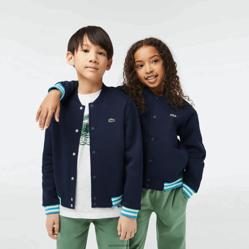 Lacoste fleecegenser med knapper 4J4X0T3044 marineblå 166 barn