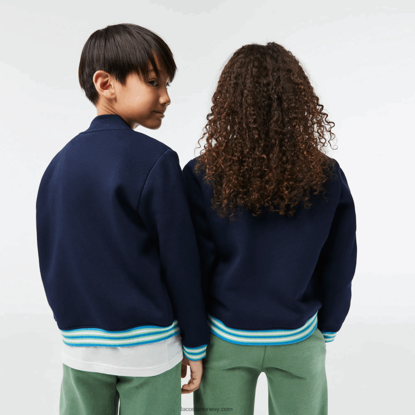 Lacoste fleecegenser med knapper 4J4X0T3044 marineblå 166 barn