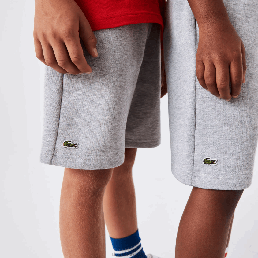 Lacoste fleeceshorts i økologisk børstet bomull 4J4X0T3101 grå kine cca barn