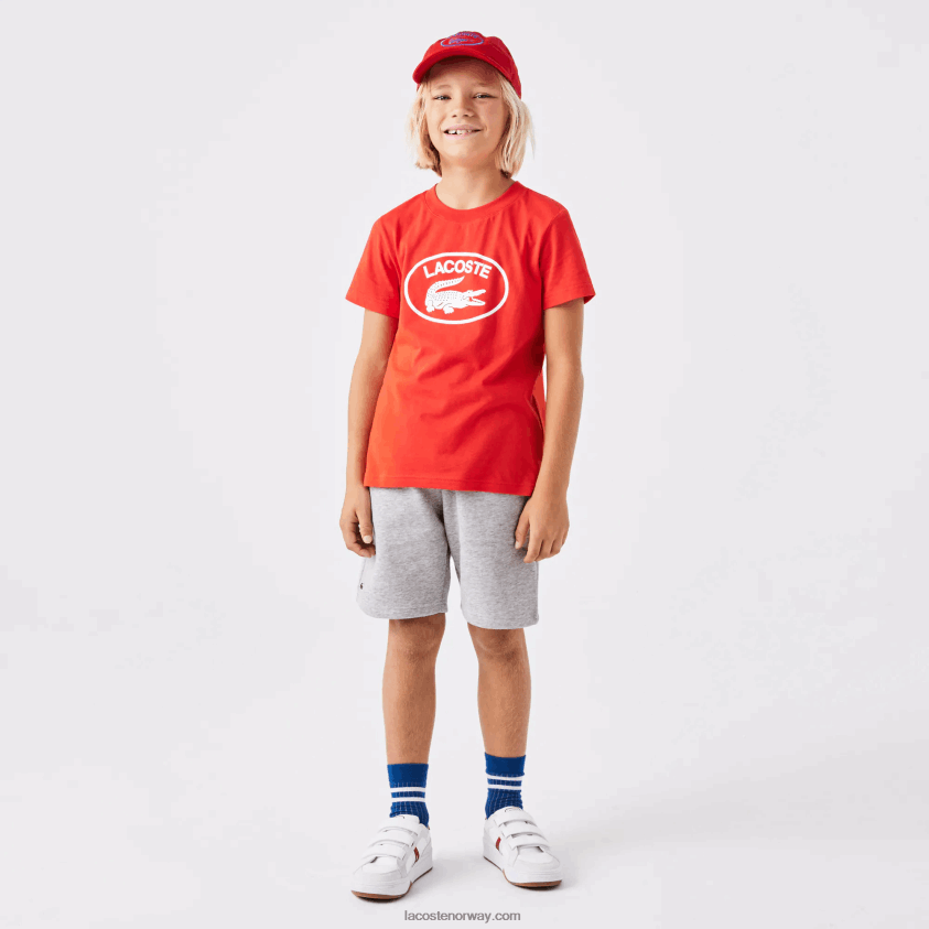 Lacoste fleeceshorts i økologisk børstet bomull 4J4X0T3101 grå kine cca barn