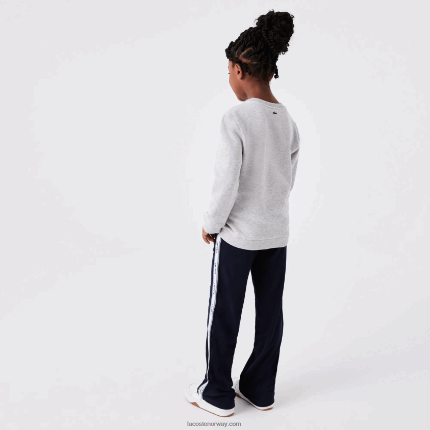 Lacoste genser med rund hals med krokodilletrykk 4J4X0T3230 grå kine cca barn