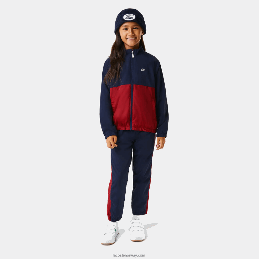 Lacoste høyhalset colorblock-jakke 4J4X0T3219 marineblå bordeaux lub barn