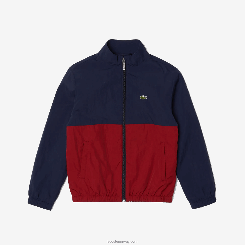 Lacoste høyhalset colorblock-jakke 4J4X0T3219 marineblå bordeaux lub barn