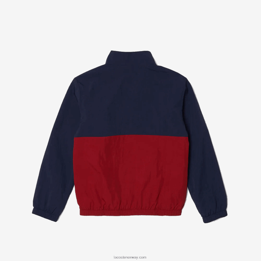 Lacoste høyhalset colorblock-jakke 4J4X0T3219 marineblå bordeaux lub barn
