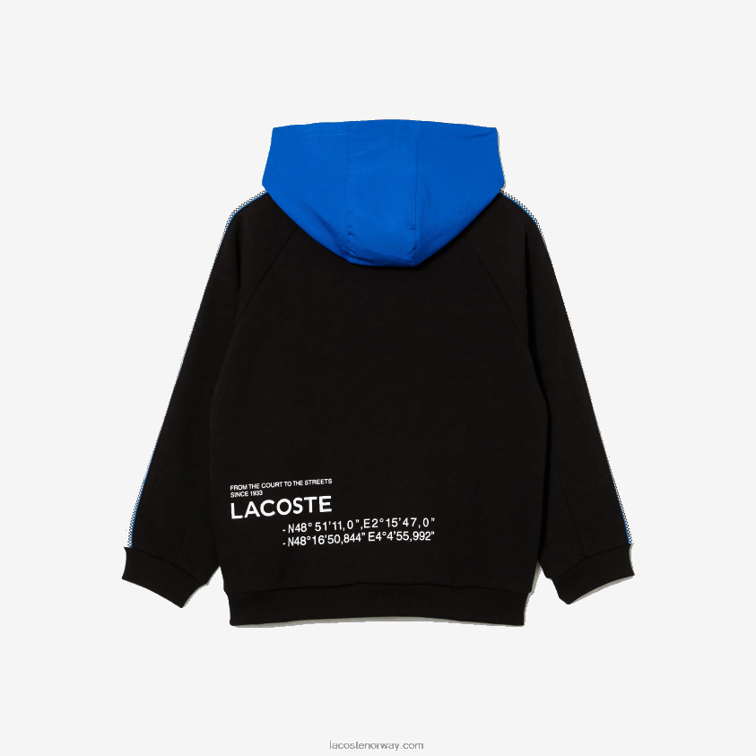 Lacoste hettegenser med kengurulomme 4J4X0T3205 svart blå 985 barn
