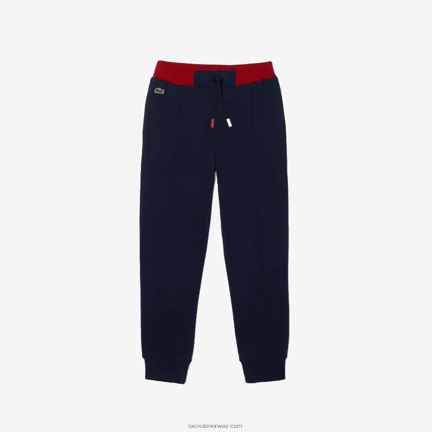 Lacoste joggebukser i fleece i farget linning 4J4X0T3266 marineblå 166 barn