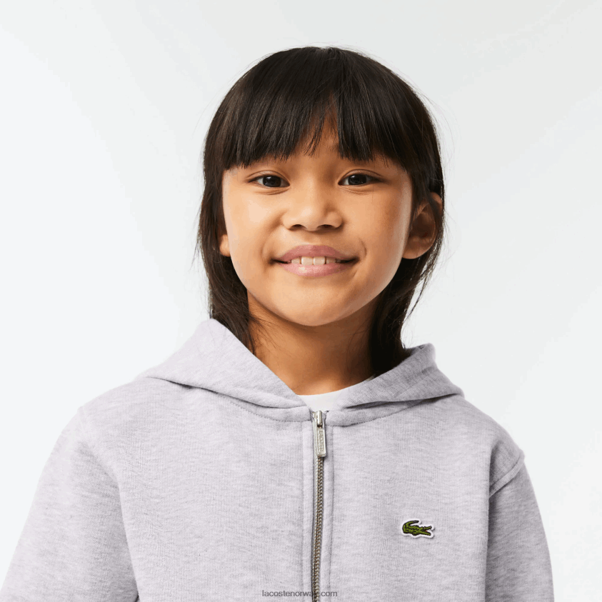 Lacoste kengurulomme sweatshirt med hette med glidelås 4J4X0T3191 grå kine cca barn