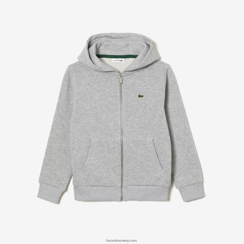 Lacoste kengurulomme sweatshirt med hette med glidelås 4J4X0T3191 grå kine cca barn