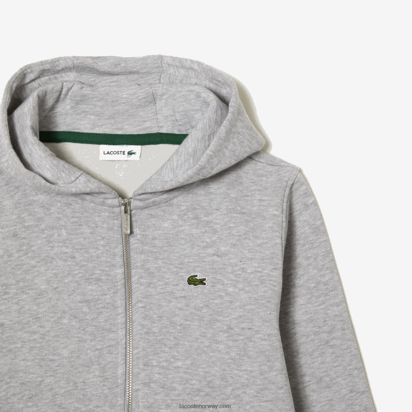 Lacoste kengurulomme sweatshirt med hette med glidelås 4J4X0T3191 grå kine cca barn