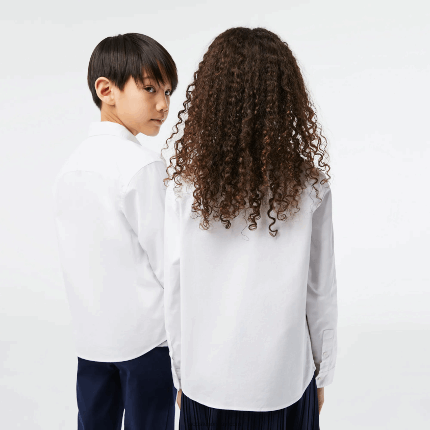 Lacoste kontrast lommeskjorte 4J4X0T3080 hvit beige nbn barn