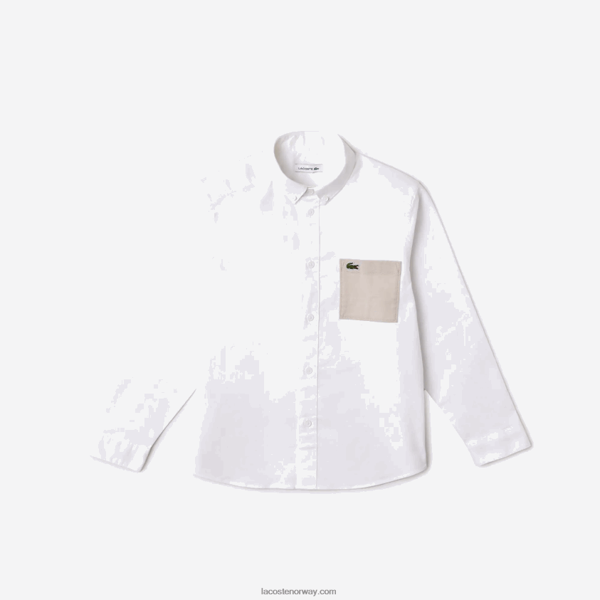Lacoste kontrast lommeskjorte 4J4X0T3080 hvit beige nbn barn