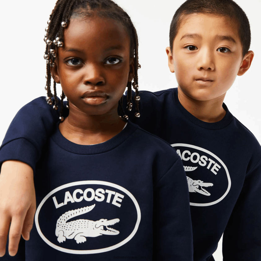 Lacoste kontrastmerket fargeblokkgenser 4J4X0T3055 marineblå hvit 525 barn