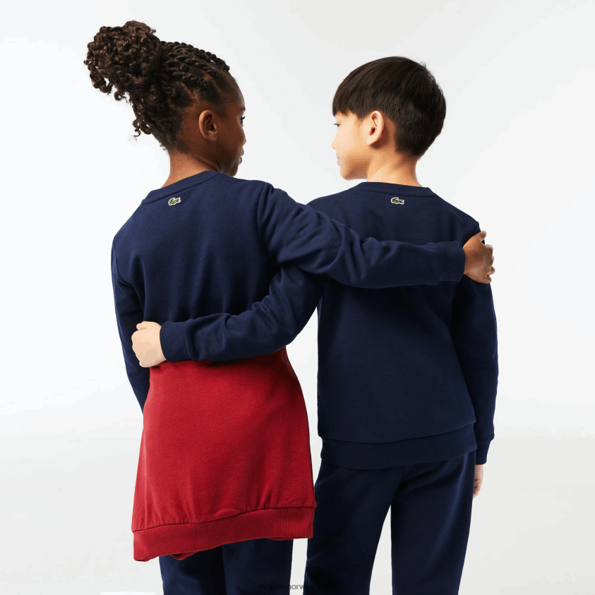 Lacoste kontrastmerket fargeblokkgenser 4J4X0T3056 marineblå 166 barn