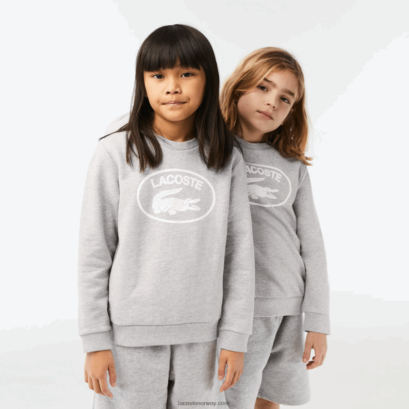 Lacoste kontrastmerket fargeblokkgenser 4J4X0T3058 grå kine hvit bg3 barn