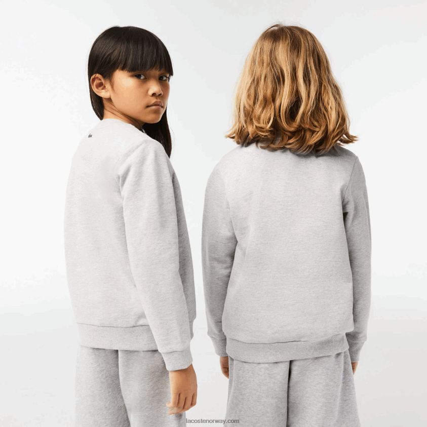 Lacoste kontrastmerket fargeblokkgenser 4J4X0T3058 grå kine hvit bg3 barn