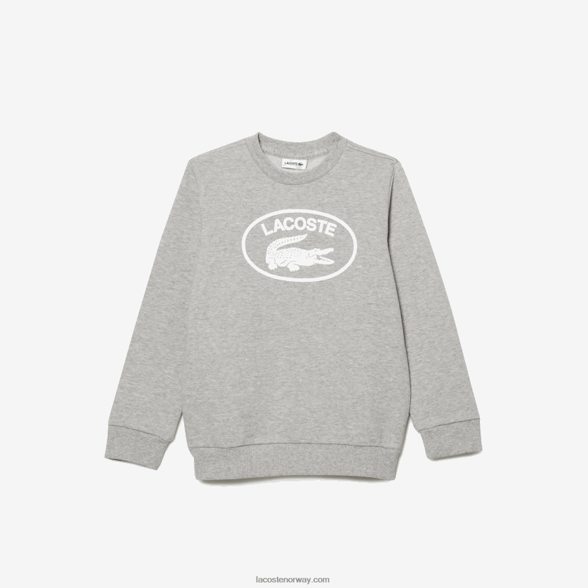 Lacoste kontrastmerket fargeblokkgenser 4J4X0T3058 grå kine hvit bg3 barn