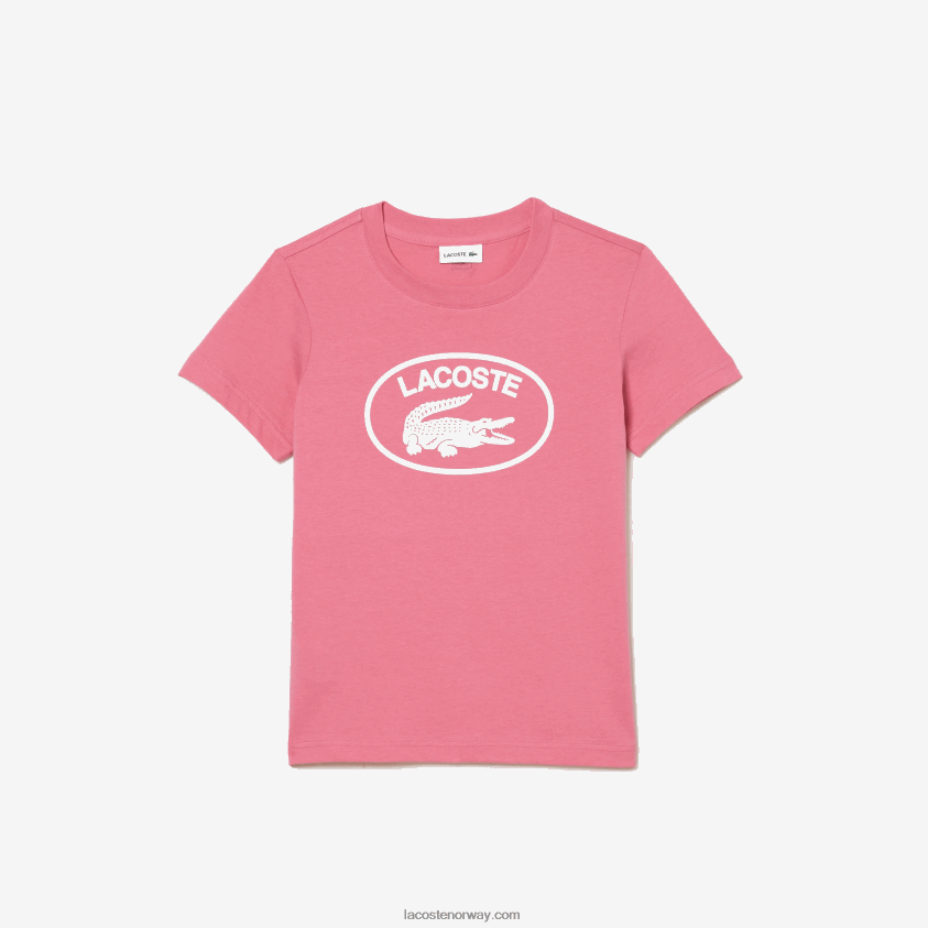 Lacoste kontrastmerket t-skjorte i bomullsjersey 4J4X0T3029 rosa 2r3 barn