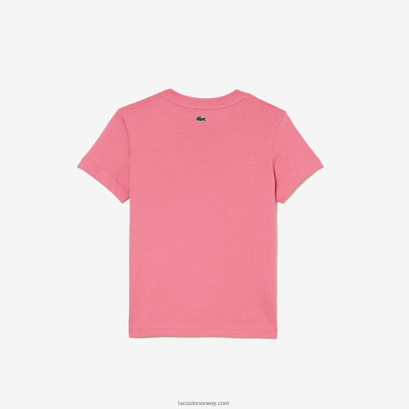 Lacoste kontrastmerket t-skjorte i bomullsjersey 4J4X0T3029 rosa 2r3 barn