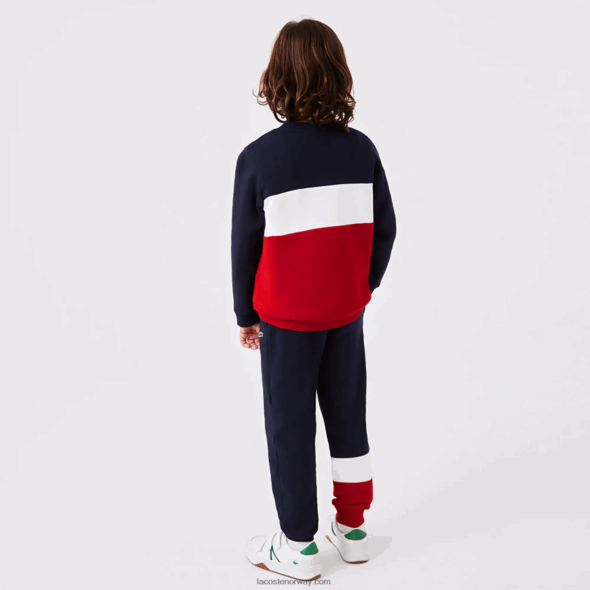 Lacoste merke genser med rund hals 4J4X0T3237 marineblå hvit rød lov barn
