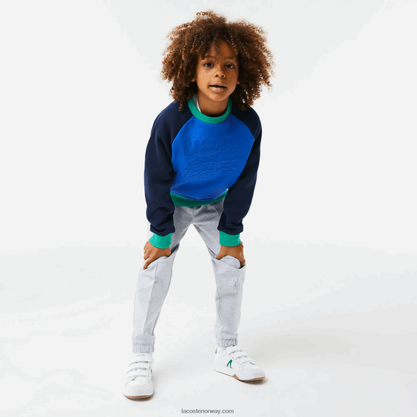 Lacoste merkede fargeblokkgenser 4J4X0T3194 marineblå grønn 7w2 gutter