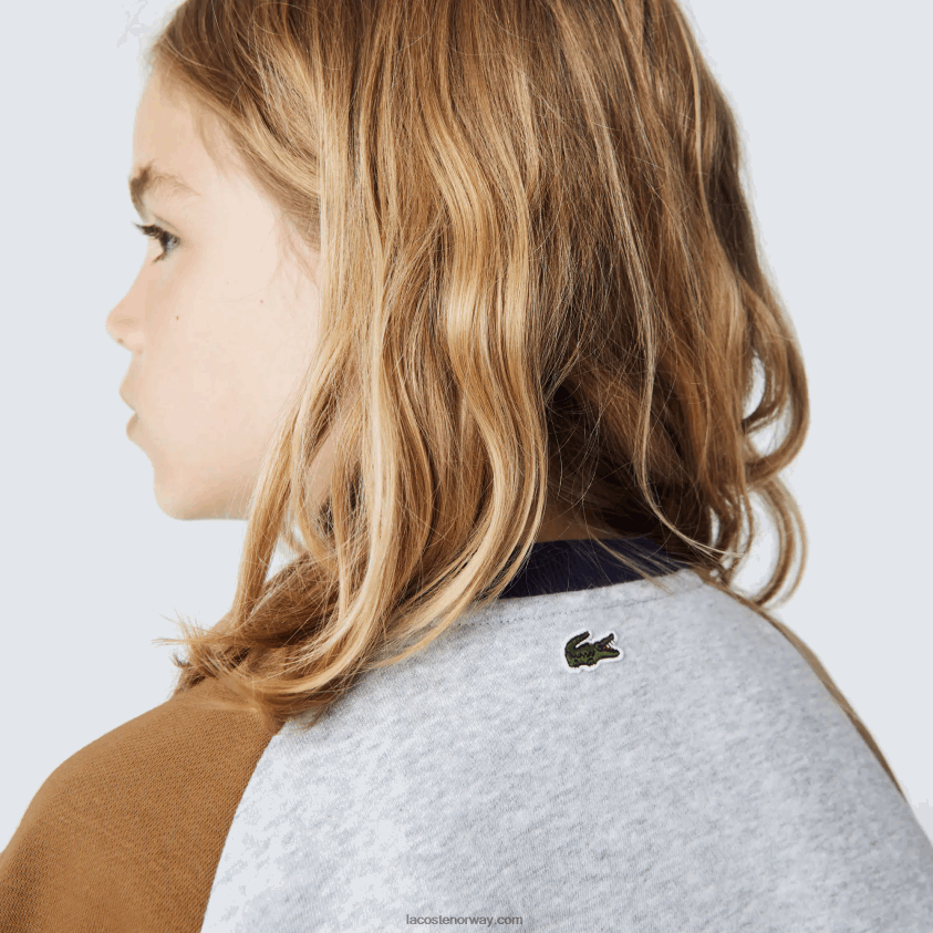 Lacoste merkede fargeblokkgenser 4J4X0T3195 grå chine brun marineblå ne1 gutter