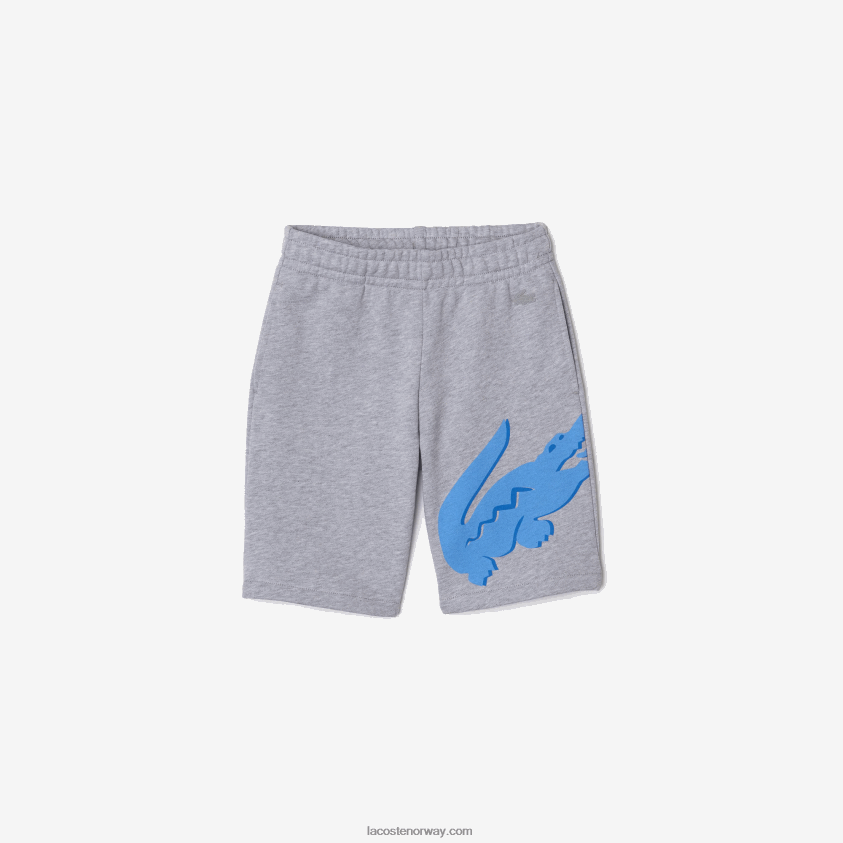 Lacoste oversized shorts i organisk bomull med flekker med krokodilletrykk 4J4X0T3292 grå kine cca gutter