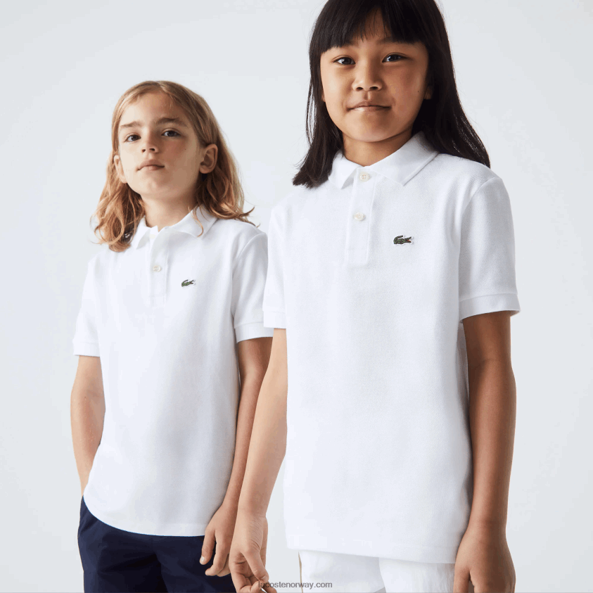 Lacoste petit pique polo med vanlig passform 4J4X0T3000 hvit 001 barn