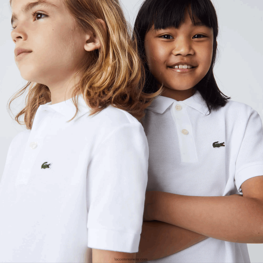 Lacoste petit pique polo med vanlig passform 4J4X0T3000 hvit 001 barn