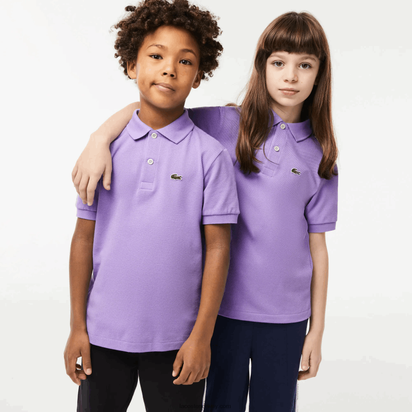Lacoste petit pique polo med vanlig passform 4J4X0T3181 lilla gfu barn