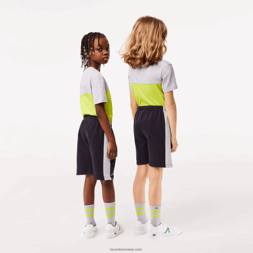 Lacoste shorts i økologisk bomull med fargestriper 4J4X0T3089 marineblå grå chine e6a barn