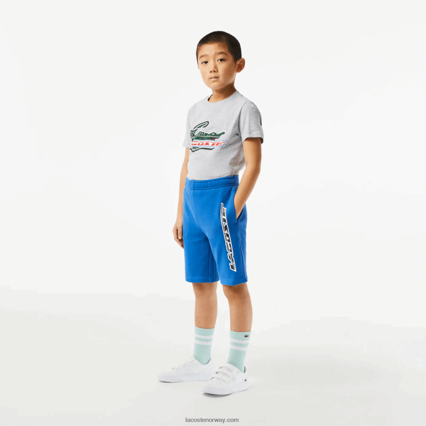 Lacoste shorts med kontrastmerke i økologisk bomull 4J4X0T3087 blå kxb gutter