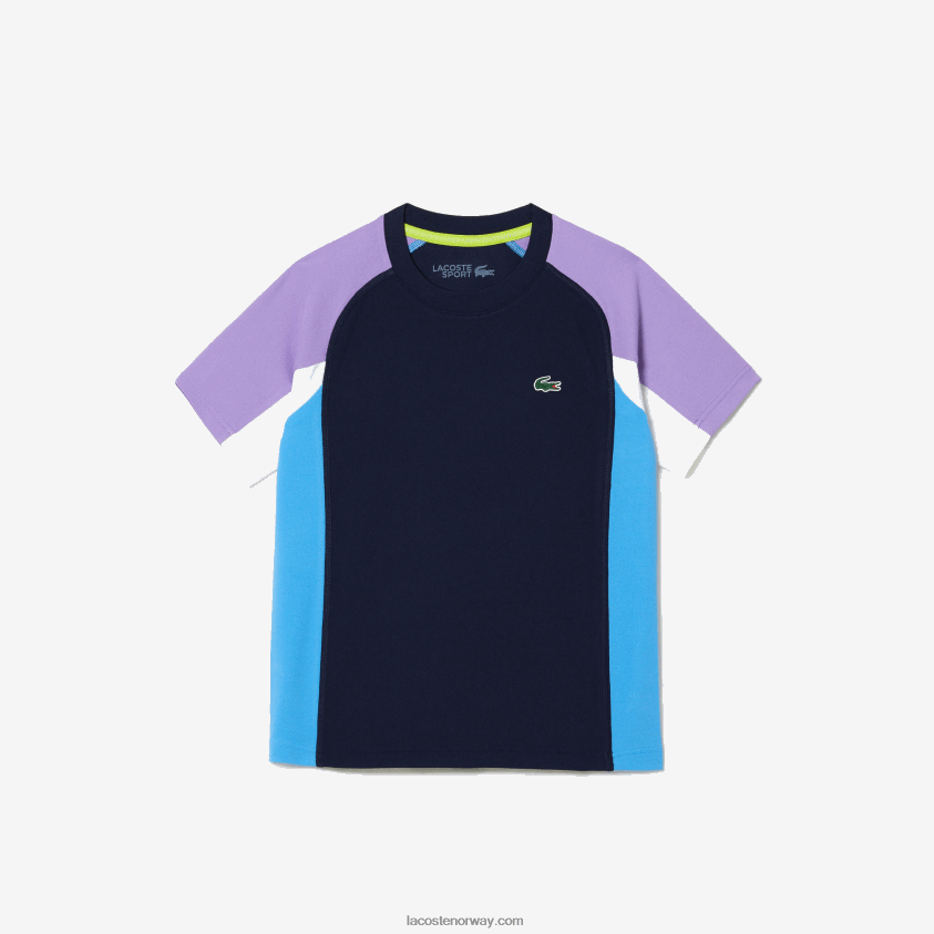 Lacoste sport fargeblokk tennis t-skjorte 4J4X0T3153 marineblå lilla hvit blå 5xj barn