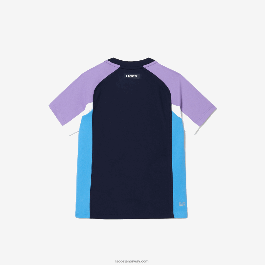Lacoste sport fargeblokk tennis t-skjorte 4J4X0T3153 marineblå lilla hvit blå 5xj barn