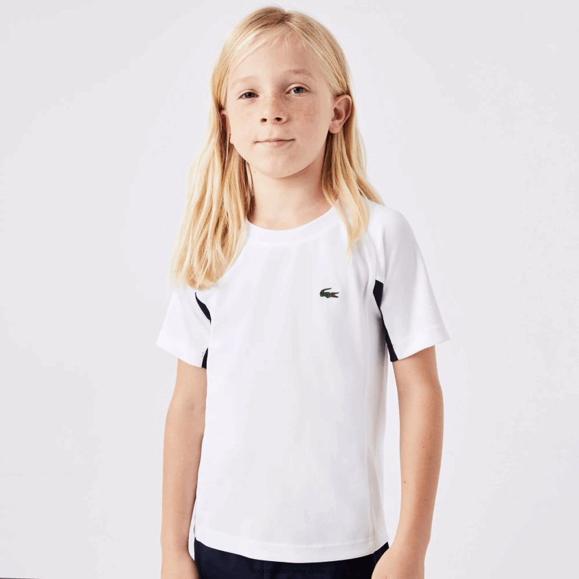 Lacoste sport fargeblokk tennis t-skjorte 4J4X0T3154 hvit marineblå hvit y2u barn