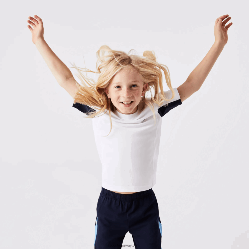 Lacoste sport fargeblokk tennis t-skjorte 4J4X0T3154 hvit marineblå hvit y2u barn