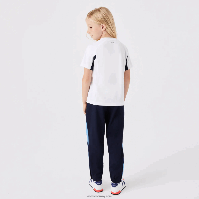 Lacoste sport fargeblokk tennis t-skjorte 4J4X0T3154 hvit marineblå hvit y2u barn