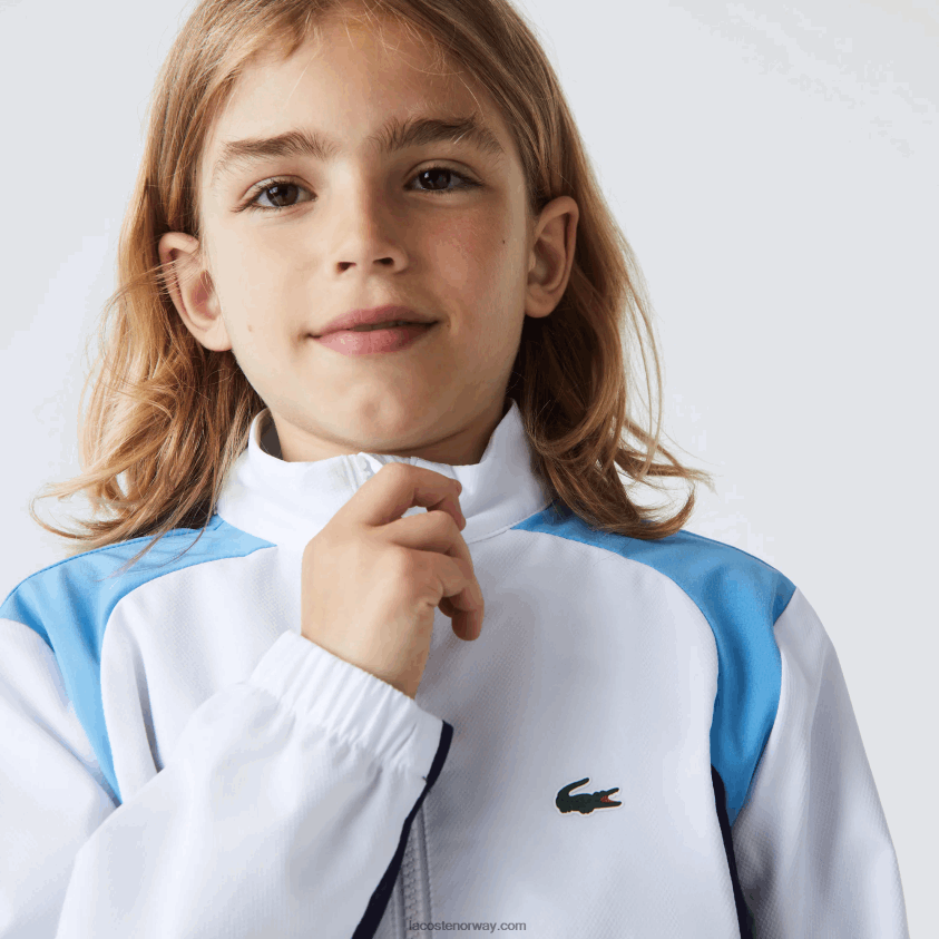 Lacoste sport fargeblokk tennis treningsdress 4J4X0T3185 hvit marineblå lilla 6hu barn