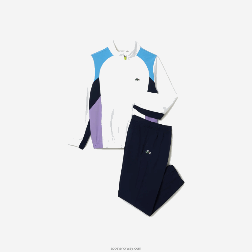 Lacoste sport fargeblokk tennis treningsdress 4J4X0T3185 hvit marineblå lilla 6hu barn