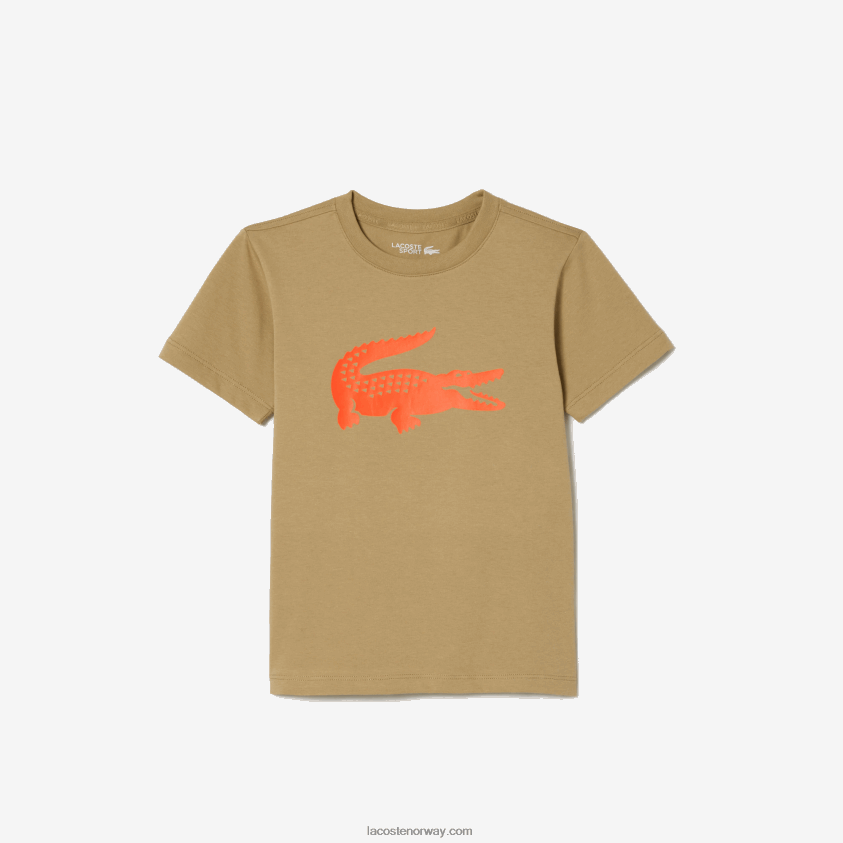 Lacoste sport tennis teknisk trøye oversized Croc t-skjorte 4J4X0T3018 beige oransje vi2 barn
