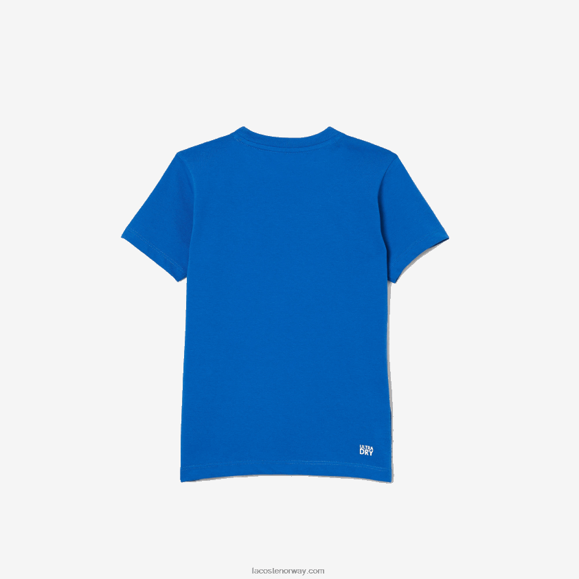 Lacoste sport tennis teknisk trøye oversized Croc t-skjorte 4J4X0T3157 blå hvit lux barn