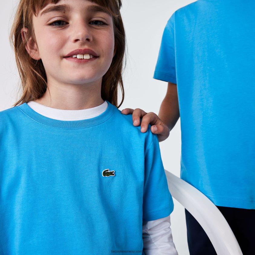Lacoste t-skjorte i bomullsjersey med rund hals 4J4X0T3166 blå 4xa barn