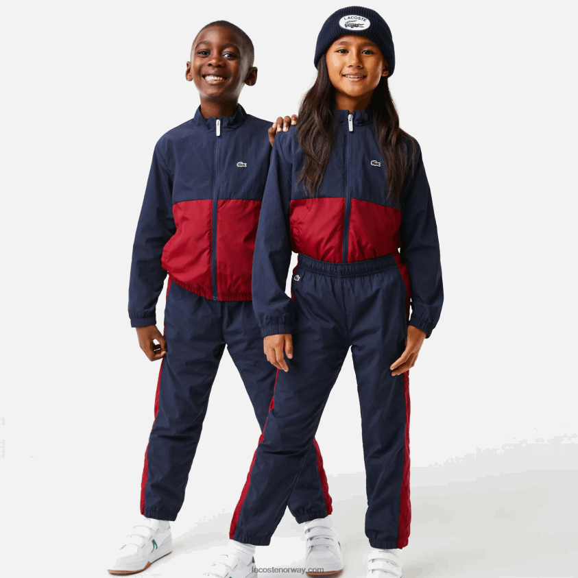 Lacoste treningsbukse med kontrastbånd 4J4X0T3225 marineblå bordeaux lub barn