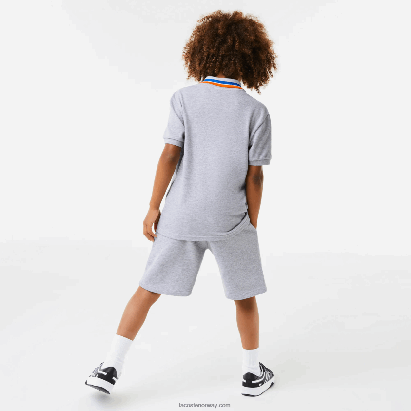 Lacoste tricolor krage bomull petit pique polo 4J4X0T2953 grå kine hvit w9d gutter