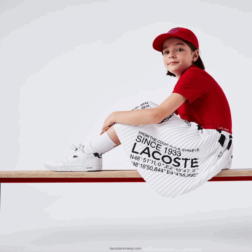 Lacoste jersey plissert skjørt 4J4X0T3291 hvit 001 jenter